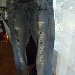 REQUEST Y2K VERY DISTRESSED MEN JEAN EXCELLENT CONDITION SIZE 34/32